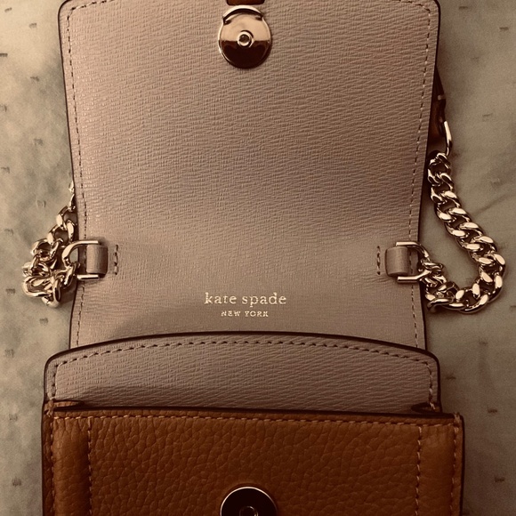 BIG PRICE DROP!! Kate Spade NY Knott Phone Crossbody On Pebble Leather Brown - Picture 4 of 11